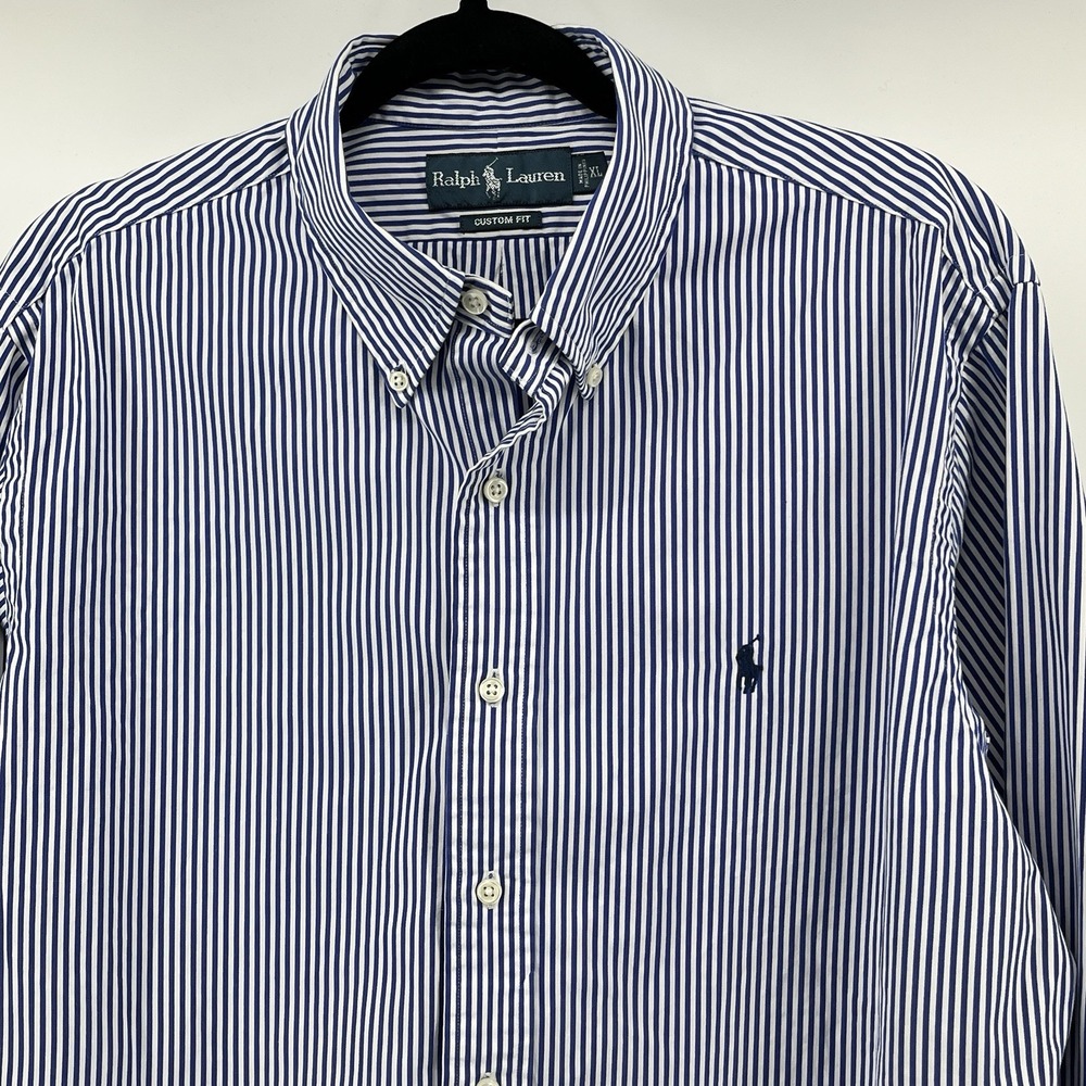 Ralph Lauren Men's Shirt Size XL Blue/White Striped Button Up Long Sleeve - Picture 3 of 9